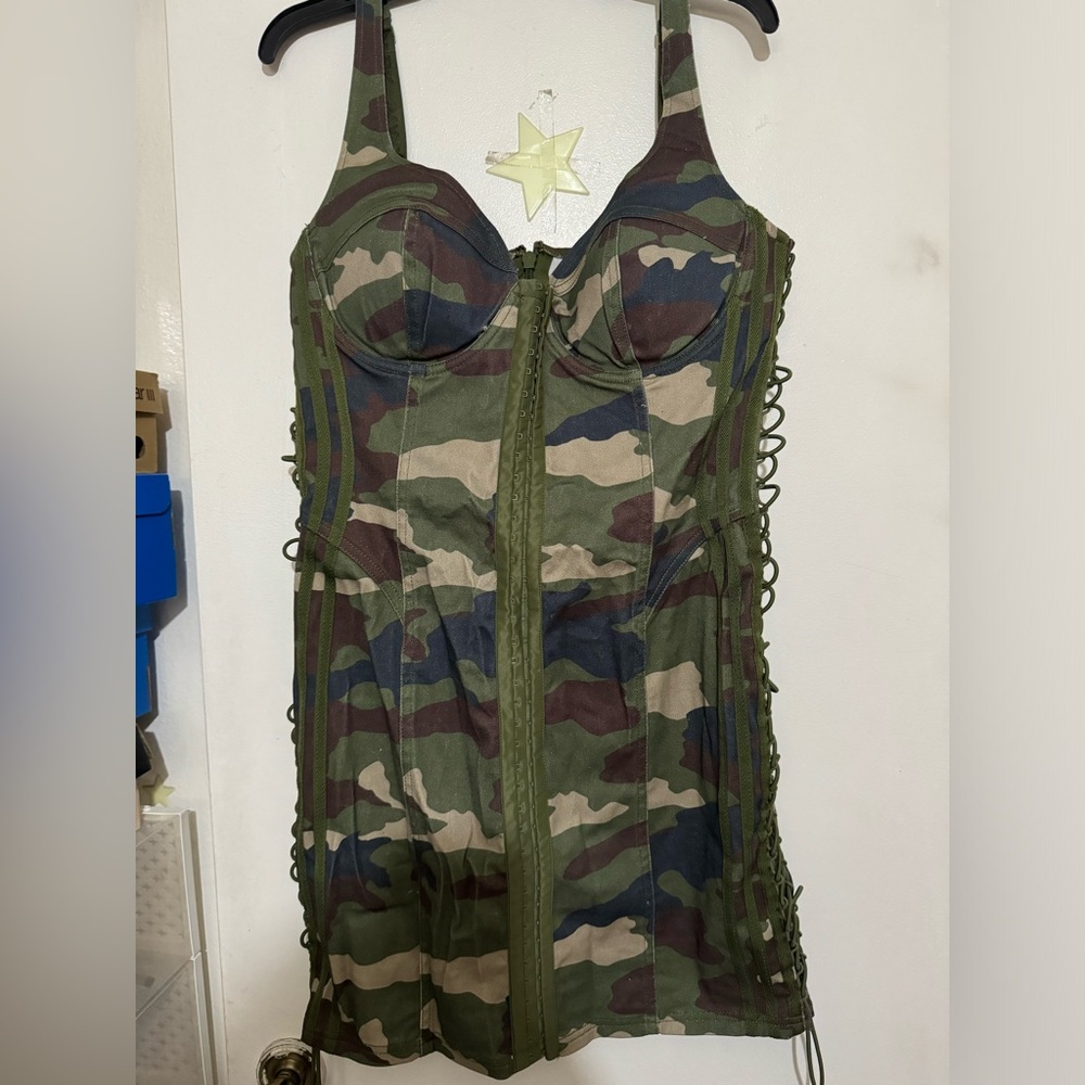 Army print mini dress